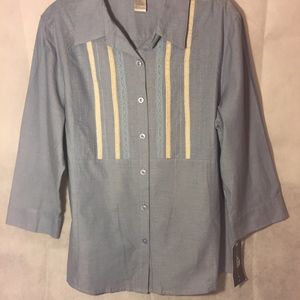 NAPA VALLEY CHAMBRAY BLUE COTTON BLOUSE